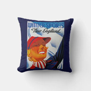 Coussin Sports d'hiver en Nouvelle-Angleterre