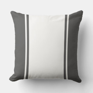 Coussin Sporty Large Vibrant gris foncé blanc rayures de c