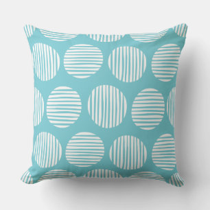 Coussin Spots Lined 190917 - Blanc sur Robin Oeuf Bleu