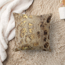 Coussin Spots métalliques Leopard Or