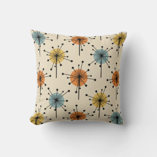 Coussin Spoutnik Starburst Fleurs Retro