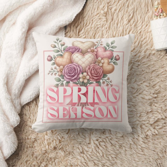 Coussin Spring Floral Hearts Decorative Pillow (Couverture)