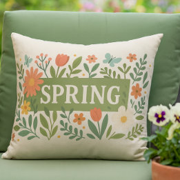 Coussin Spring Floral on Tan Color 