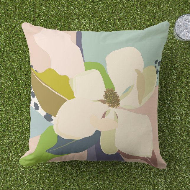Coussin Spring Magnolia Color Blocks Florist  (Herbe)