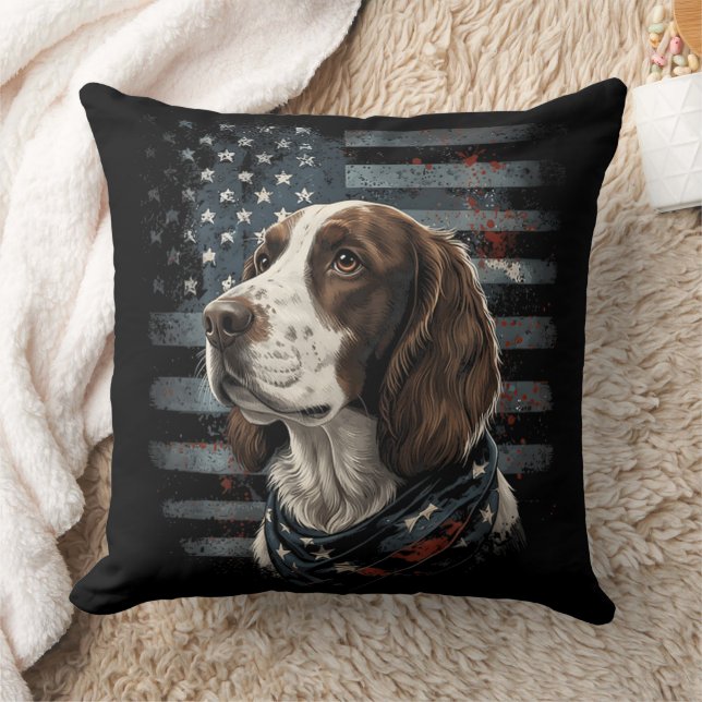 Coussin Springer Spaniel Chien Drapeau Américain (Couverture)