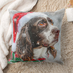 Coussin Springer Spaniel Chien Fête de Noël