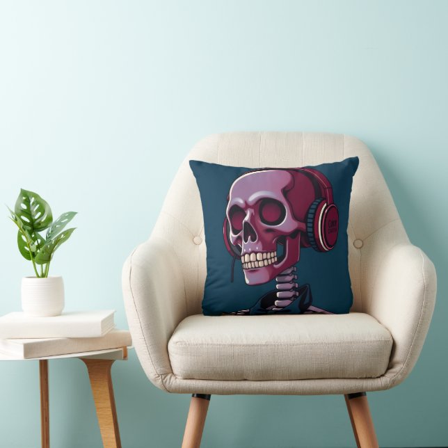Coussin Squelette avec casque audio (Chaise)