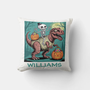 Coussin Squelette de Halloween personnalisé à cheval sur u