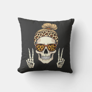 Coussin Squelette éffrayant Leopard Halloween maman