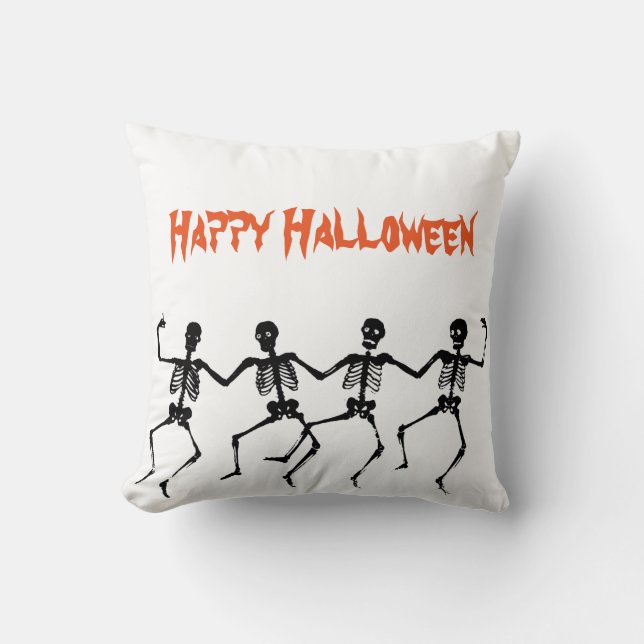 Coussin Squelette heureux de danse de Halloween (Recto)