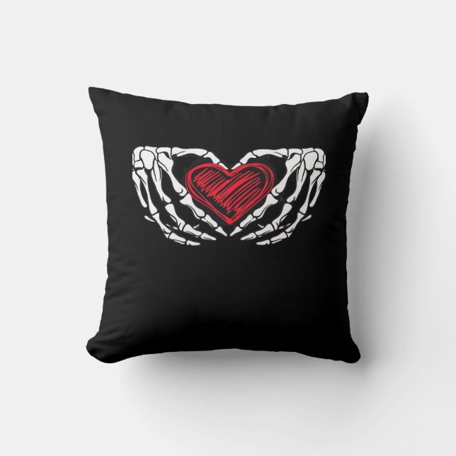 Coussin Squelette Mains Avec Coeur Classique (Recto)