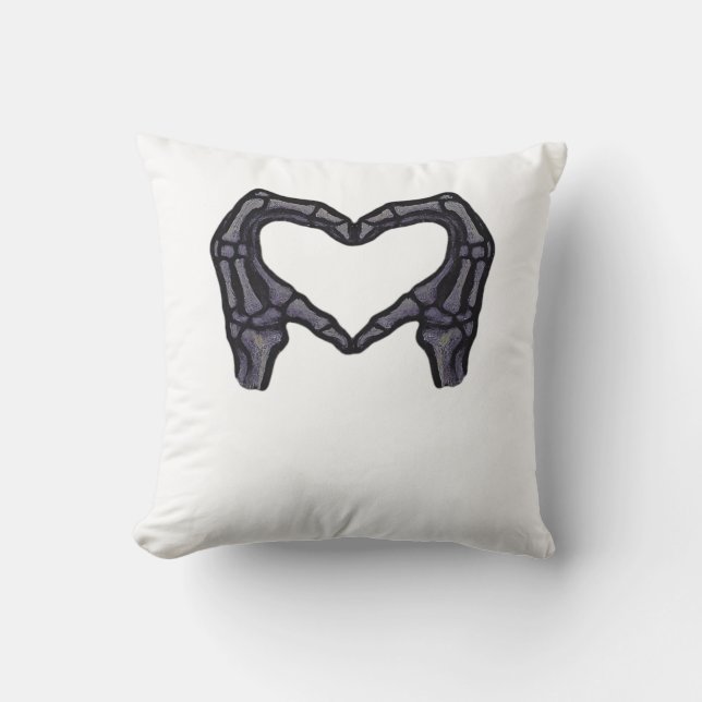 Coussin Squelette Mains Formant Un Coeur (Recto)
