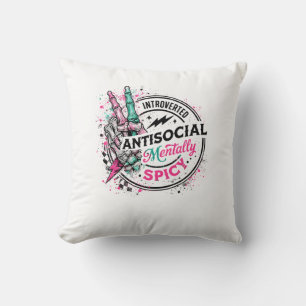 Coussin Squelette Mentalement Épicé Antisocial Introverti