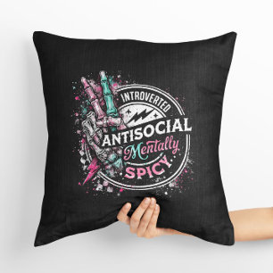 Coussin Squelette Mentalement Épicé Antisocial Introverti