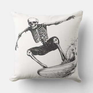 Coussin 💀 Squelette Surfeur : Style Minimaliste 🏄‍♂️