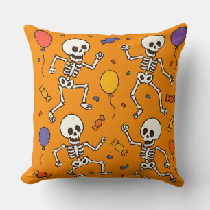 Coussin Squelettes dansants Halloween Bonbons et Ballons