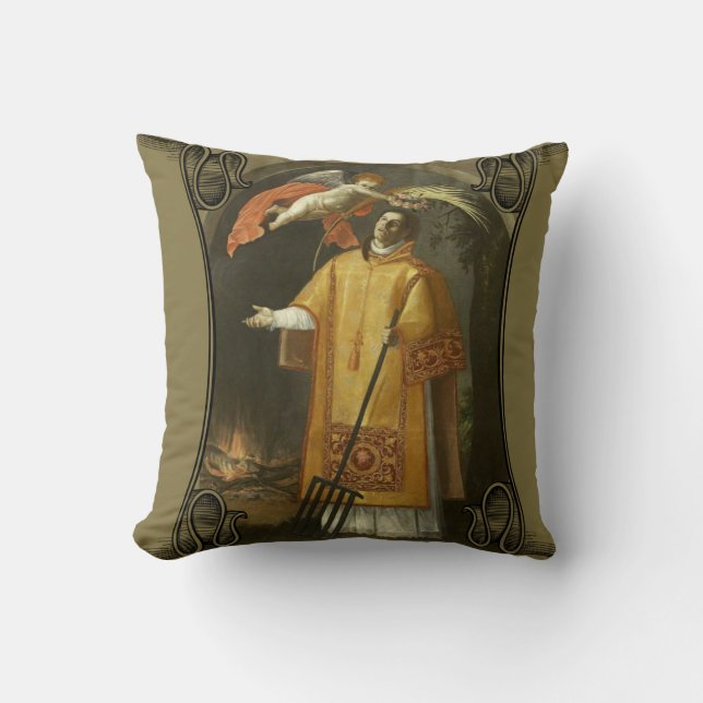 Coussin St Lawrence de Rome, saint patron des cuisiniers (Recto)