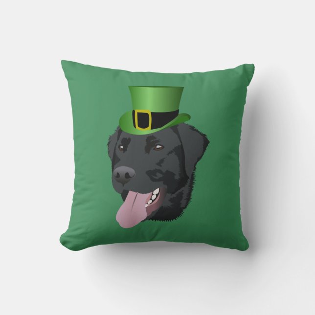 Coussin St. Patrick's Day Black Lab (Recto)
