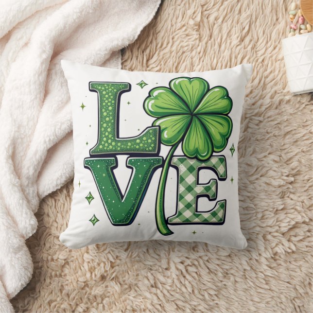Coussin St. Patrick's Day Love Clipart Clower (Couverture)