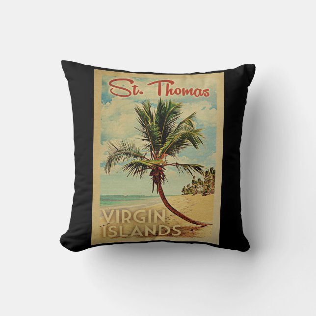 Coussin St Thomas Palm Tree Vintage voyage (Recto)