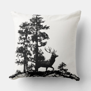 Coussin Stade Deer Tree Forêt Animal Silhouette Nature Art