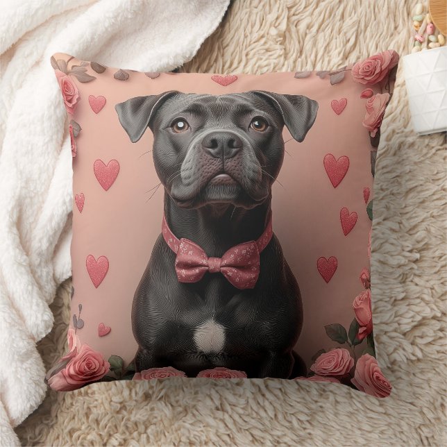 Coussin Staffordshire américain avec Roses - Saint-Valenti (Couverture)