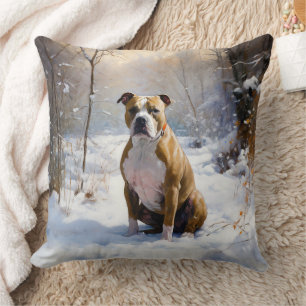 Coussin Staffordshire américain Laissez tomber la neige No
