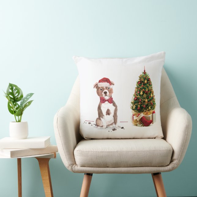 Coussin Staffordshire Bull Terrier Funny Chien de Noël (Chaise)