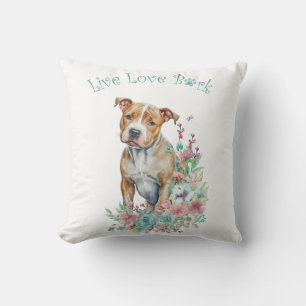 Coussin Staffordshire Terrier Chien Maman Florale