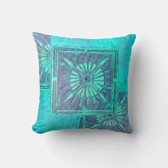 Coussin STAR DU MATIN, Turquase Bleue Aqua, Violet, Violet (Recto)