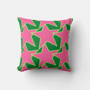 Coussin Star Géométrique moderne - pastèque rose et vert
