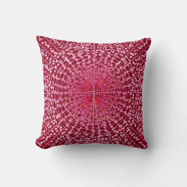 Coussin Starburst Abstrait moderne, Bourgogne et rose (Recto)