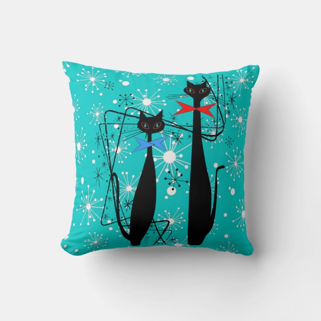 Coussin Starburst Cool moderne de l'ère atomique du milieu (Recto)