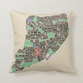 Coussin Staten Island New York City Word Art Map