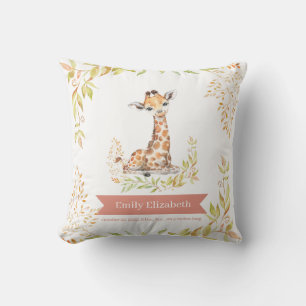 Coussin Statistique de naissance de girafe Safari aquarell