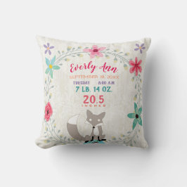 Coussin Statistiques de naissance Baby Girl Woodland Fores