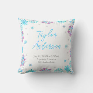 Coussin Statistiques de naissance de flocons de neige viol