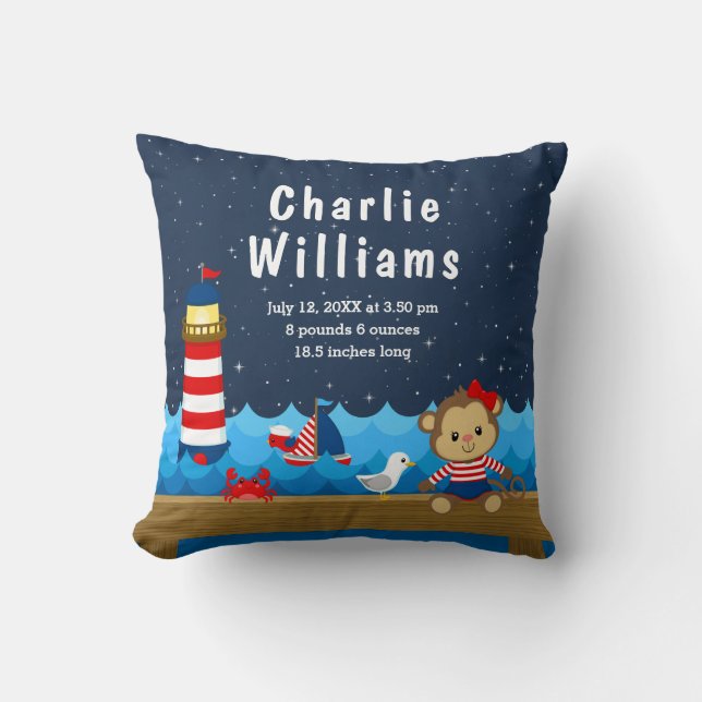 Coussin Statistiques de naissance de la Marine Rouge de Si (Recto)