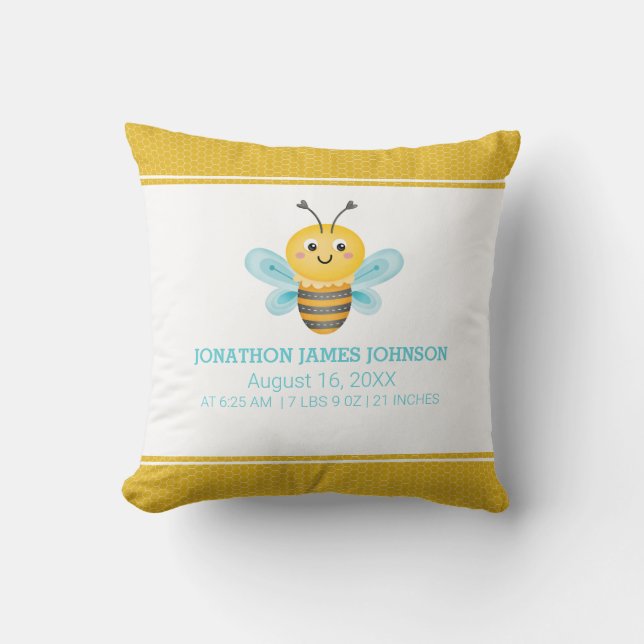 Coussin Statistiques sur la naissance des abeilles jaunes  (Recto)