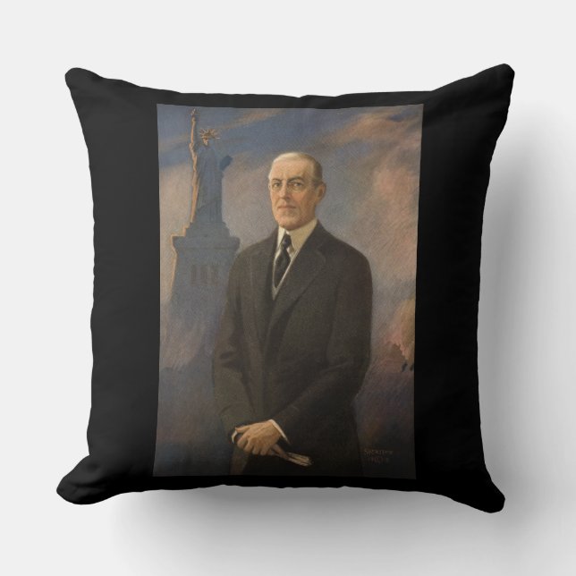 Coussin Statue de la Liberté et président Woodrow Wilson (Recto)