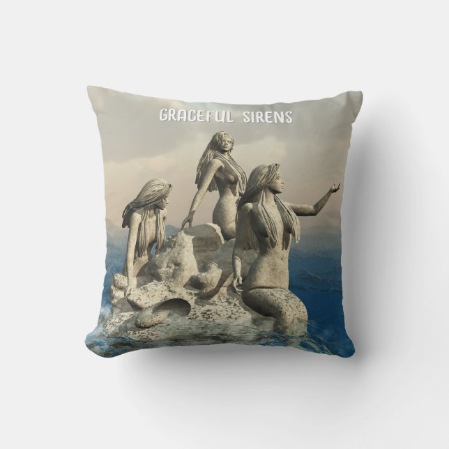 Coussin Statue de sirènes. Personnalisé (Recto)