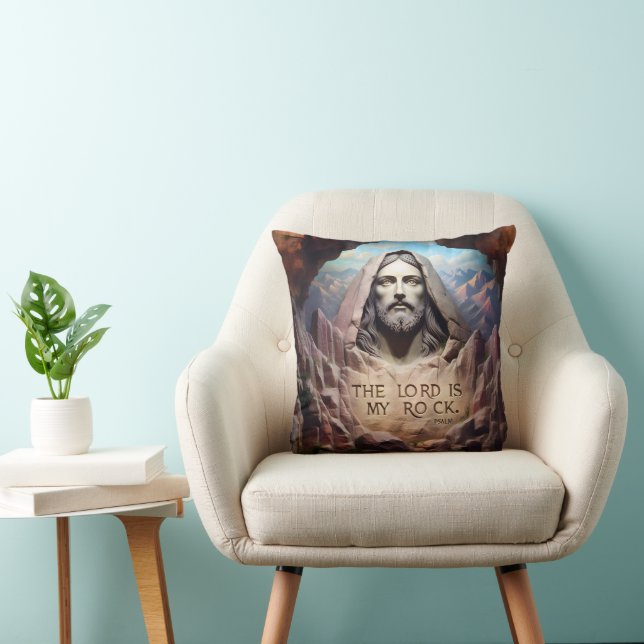 Coussin Statue Divine : Le Seigneur Est Mon Rocher (Chaise)