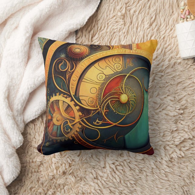 Coussin Steampunk Clockwork Abstract Design (Couverture)