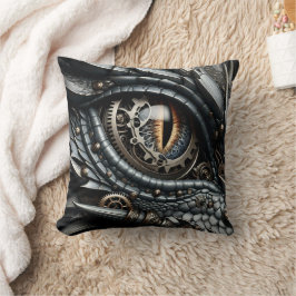 Coussin Steampunk Dragon Eye Closeup Ai Art