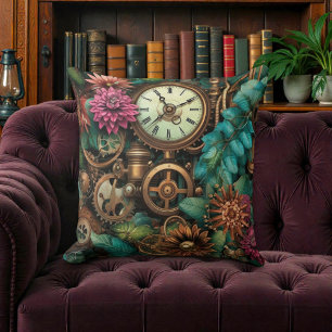 Coussin Steampunk victorien avec fleurs