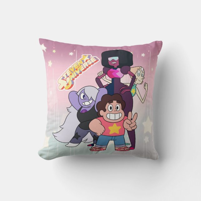 Coussin Steven Universe | Pose du groupe Crystal Gem (Recto)