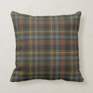 Coussin Stewart Chasse Patiné Tartan Plaid Motif
