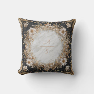 Coussin Sticker Mariage en marbre noir et or