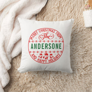 Coussin Stickers Joyeux Noël   Festif Étiquettes de vacanc