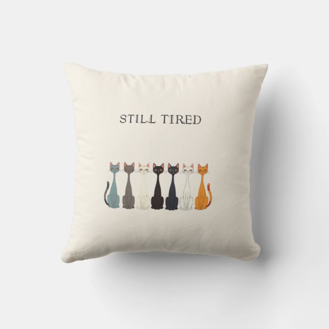 Coussin Still Tired Cats - Blue Cat Mom Graphic Reversible (Verso)